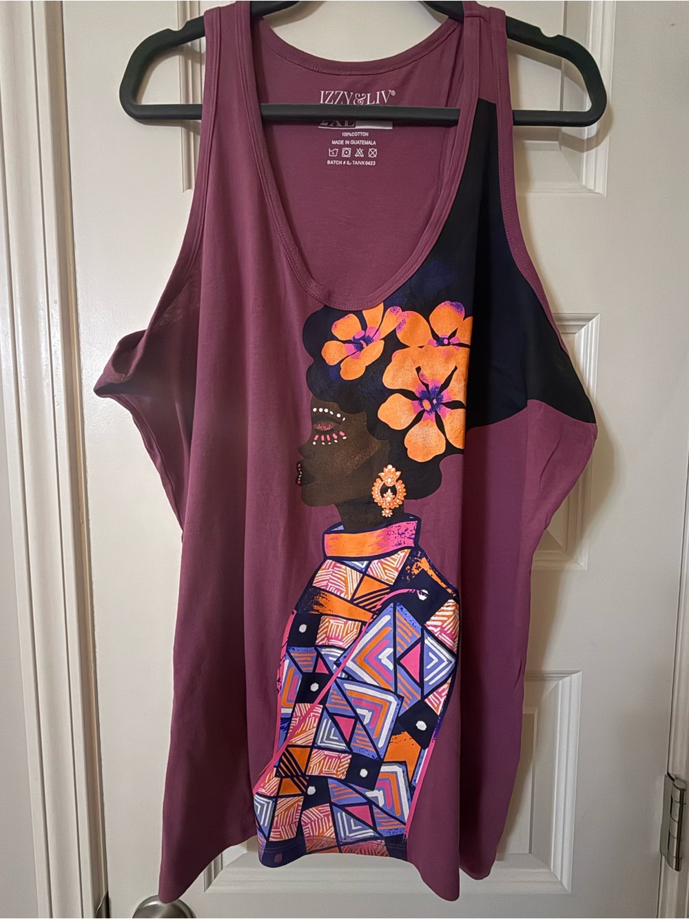 Izzy & Liv "Brown Sugar Babe" plum graphic tank top - size 2XL